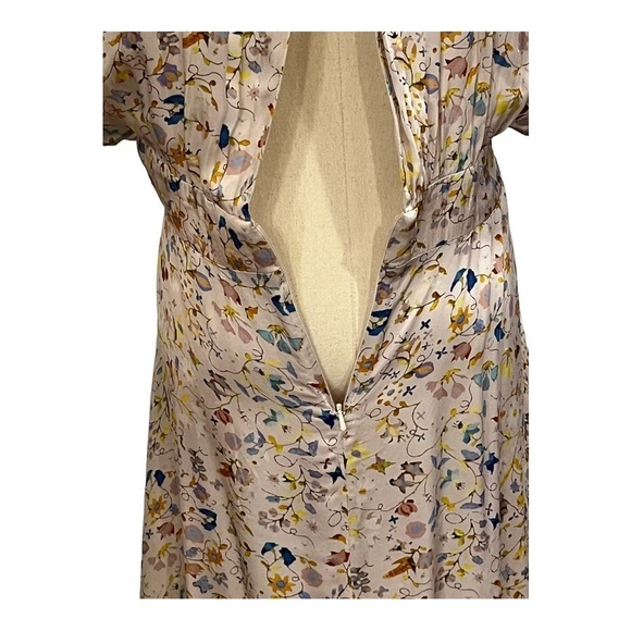 Cynthia Rowley Blush Pink Magic Garden Floral Flutter Sleeve Maxi Dress Size 14 - Picture 7 of 15